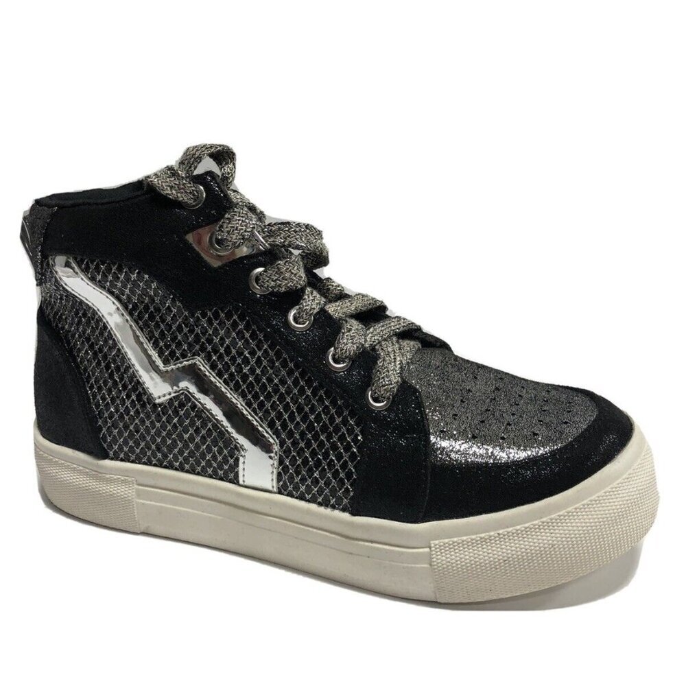 Dolce Vita Girls’ Chani, Lace-Up Sneakers-Black/Gray, Size 3M.